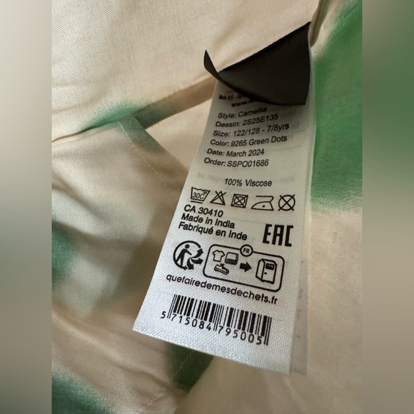 Molo Girls Green Polka Dot Dress Size 7/8 NWT Organic Viscose - Picture 8 of 10